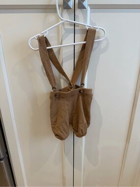 Flink 18m Knit Suspender Shorts in Camel Brown